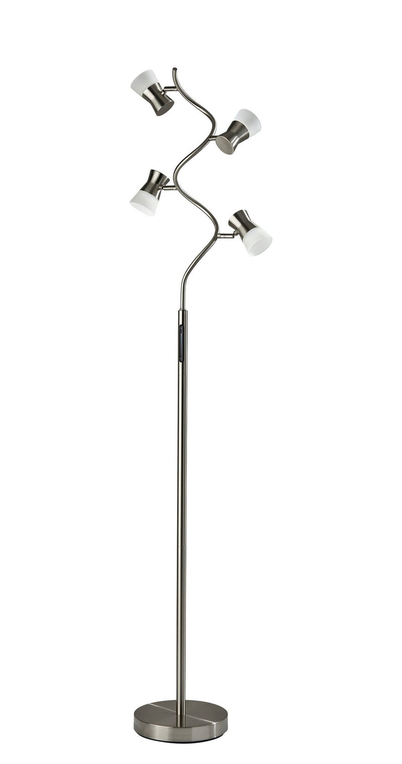 Cyrus LED Tree Floor Lamp in Brushed Steel