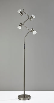 Cyrus LED Tree Floor Lamp in Brushed Steel
