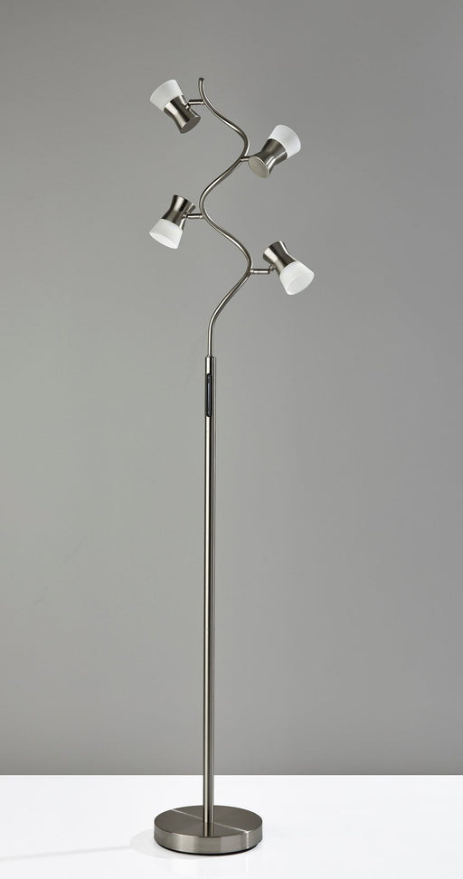 Cyrus LED Tree Floor Lamp in Brushed Steel