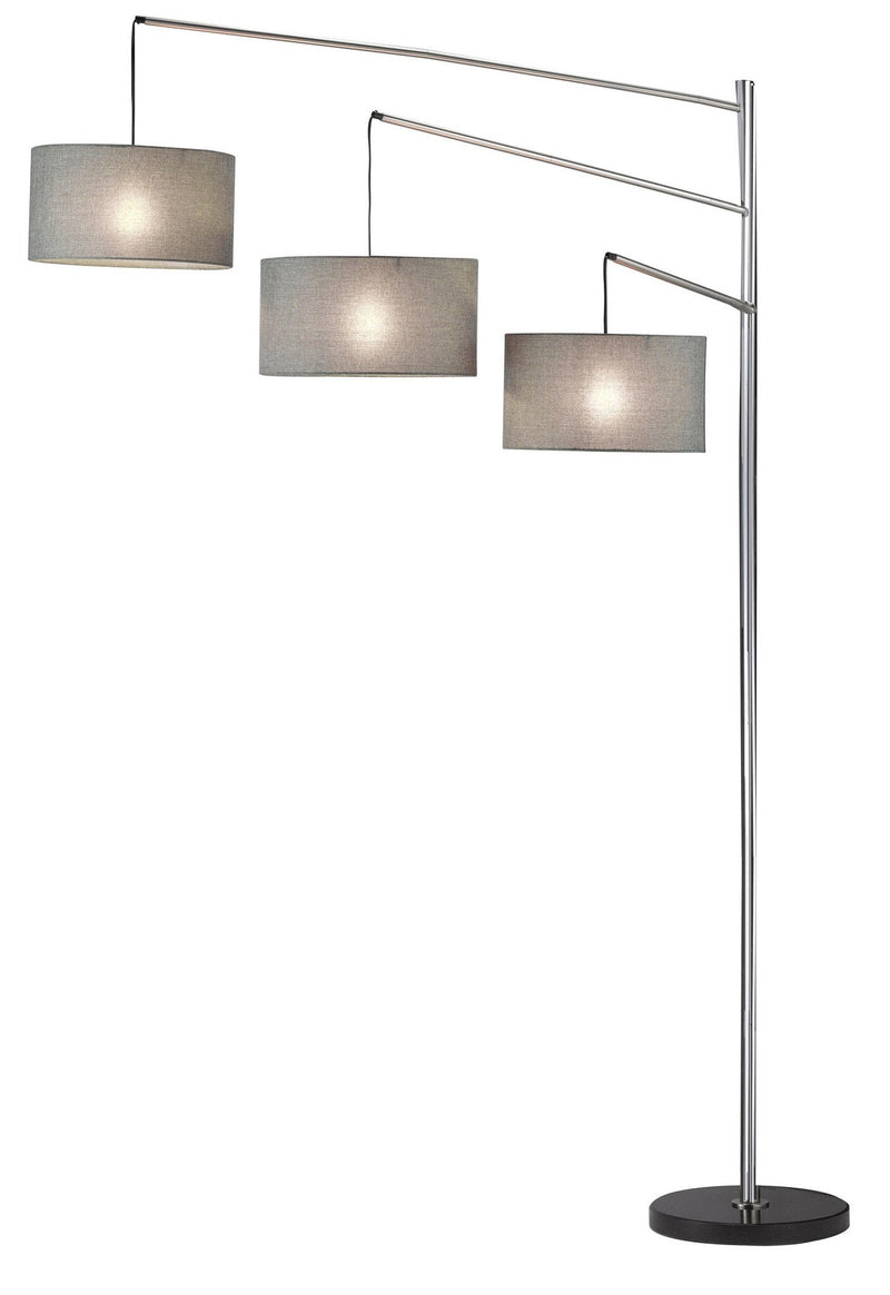 Wellington 3-Light Arc Floor Lamp in Brushed Steel