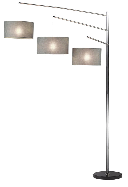 Wellington 3-Light Arc Floor Lamp in Brushed Steel