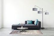 Wellington 3-Light Arc Floor Lamp in Brushed Steel