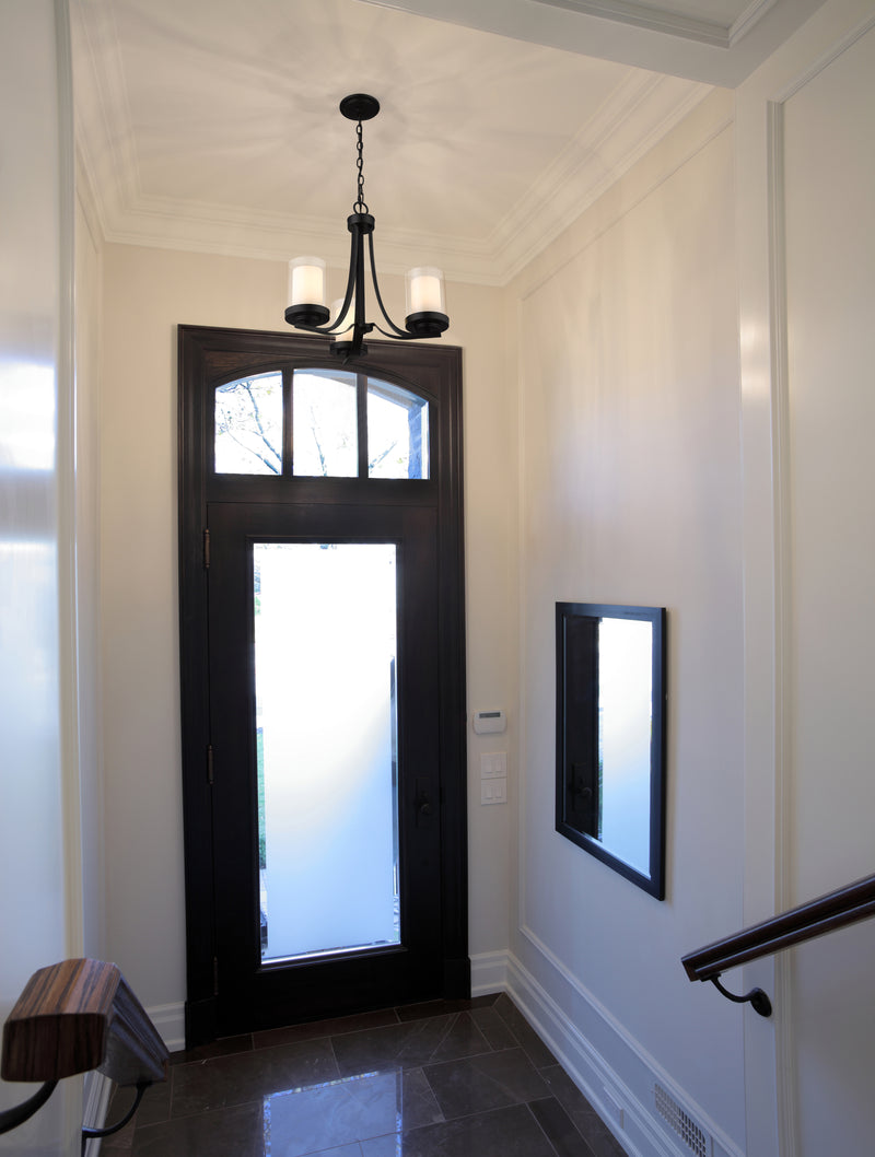 Willow 3 Light 16" Chandelier in Matte Black in a room setting