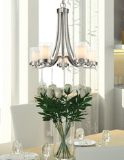 Willow 5 Light 25.25" Chandelier in Brushed Nickel in a room setting