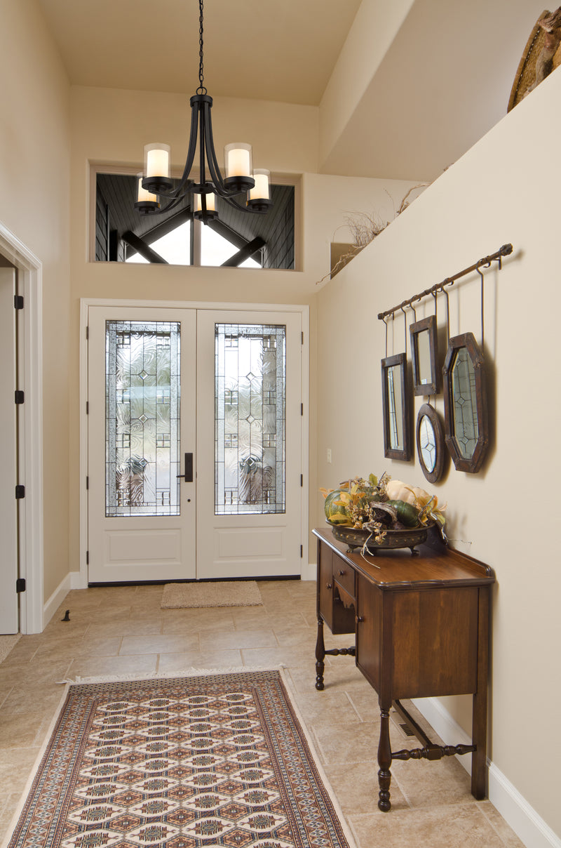 Willow 5 Light 25.25" Chandelier in Matte Black in a room setting