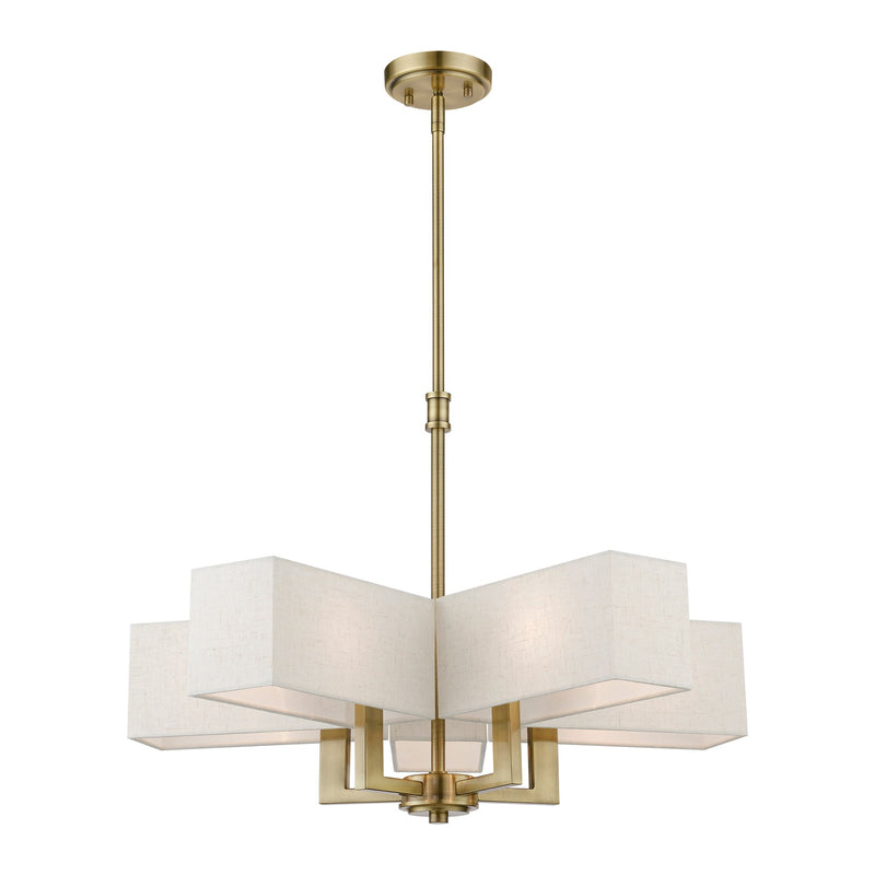 Rubix 5-Light Chandelier in Antique Brass