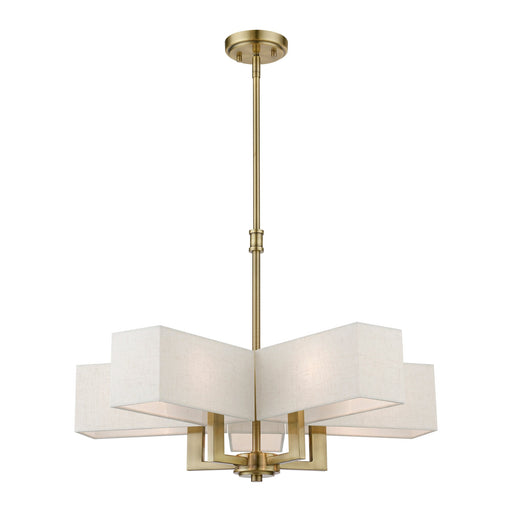 Rubix 5-Light Chandelier in Antique Brass