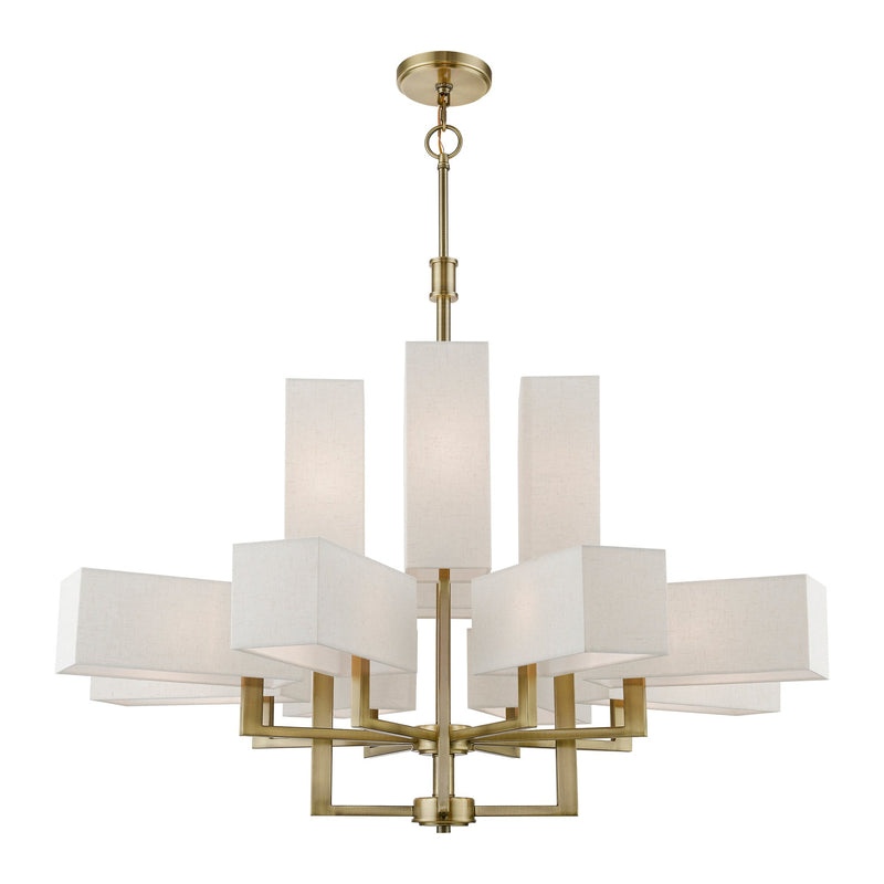 Rubix 12-Light Extra Large Foyer Chandelier in Antique Brass