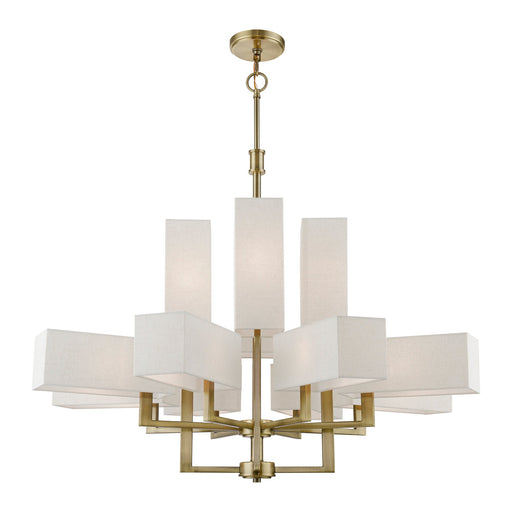 Rubix 12-Light Extra Large Foyer Chandelier in Antique Brass