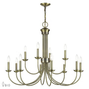 Estate 12-Light Large 2-Tier Chandelier in Antique Brass