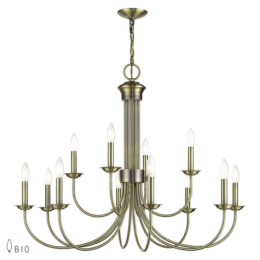 Estate 12-Light Large 2-Tier Chandelier in Antique Brass
