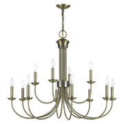 Estate 12-Light Large 2-Tier Chandelier in Antique Brass