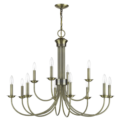 Estate 12-Light Large 2-Tier Chandelier in Antique Brass