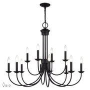 Estate 12-Light Large 2-Tier Chandelier in Black