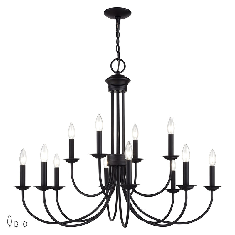 Estate 12-Light Large 2-Tier Chandelier in Black