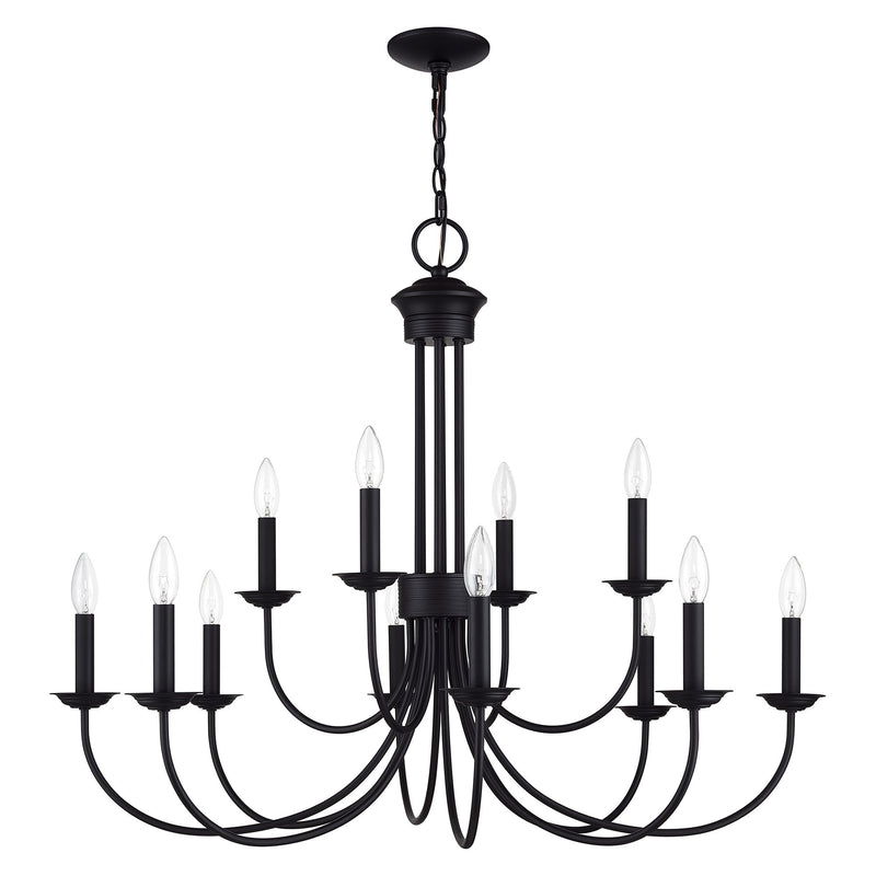 Estate 12-Light Large 2-Tier Chandelier in Black