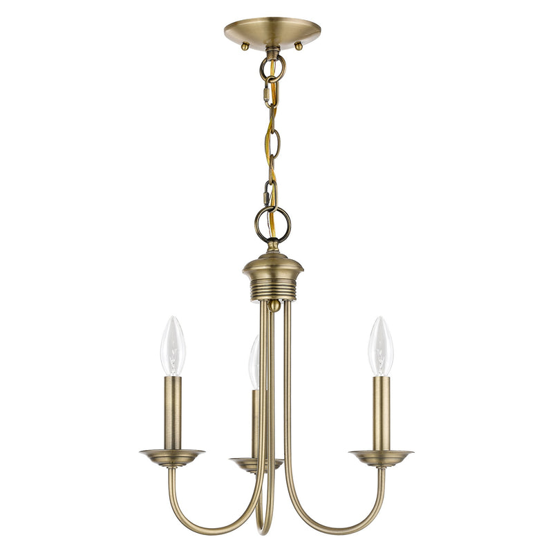 Estate 3-Light Mini Chandelier in Antique Brass