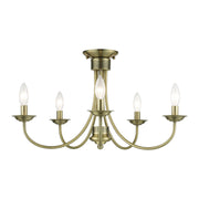 Estate 5-Light Semi-Flush Mount in Antique Brass