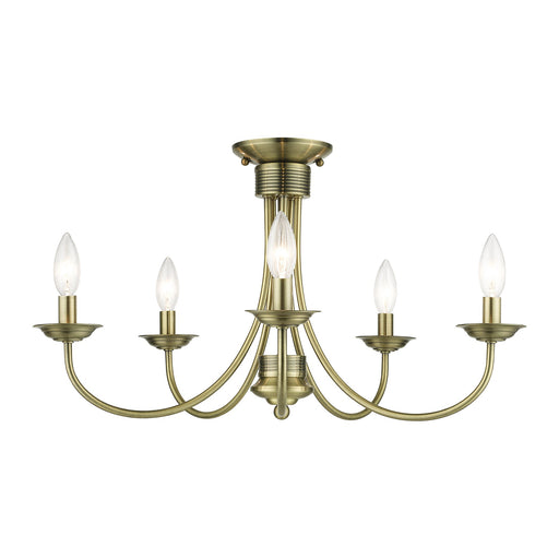 Estate 5-Light Semi-Flush Mount in Antique Brass