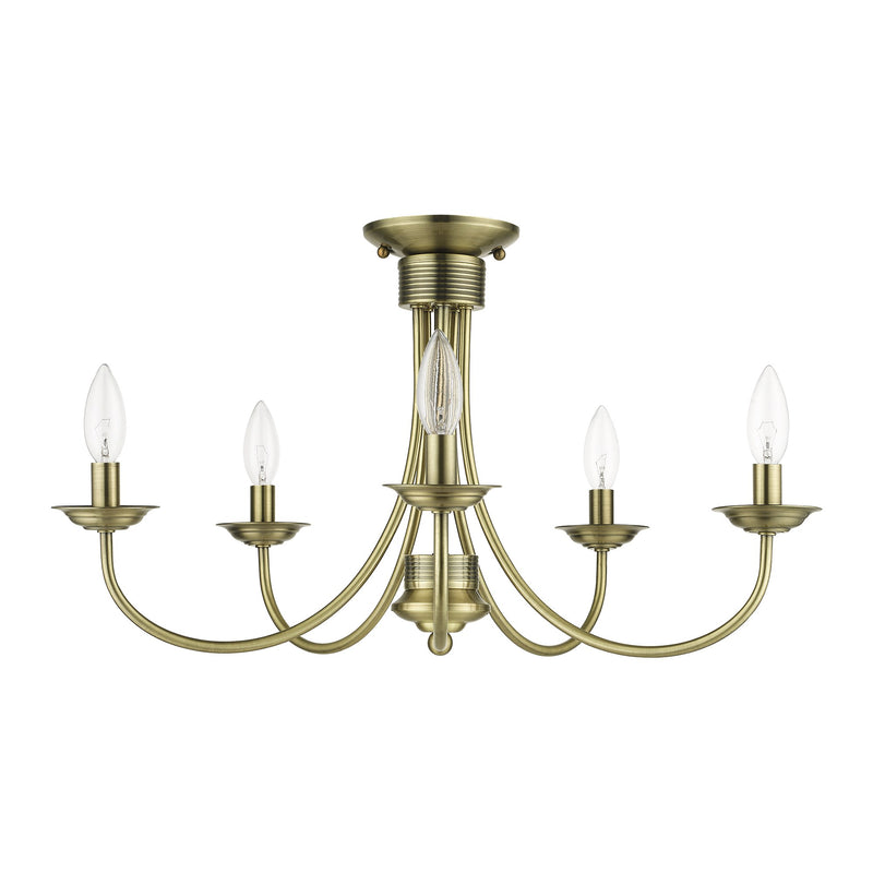 Estate 5-Light Semi-Flush Mount in Antique Brass
