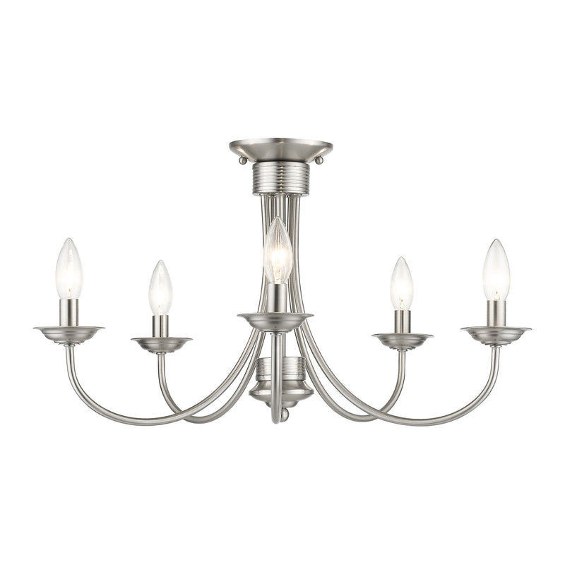 Estate 5-Light Semi-Flush Mount in Brushed Nickel