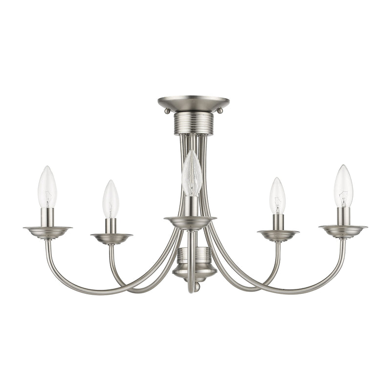 Estate 5-Light Semi-Flush Mount in Brushed Nickel