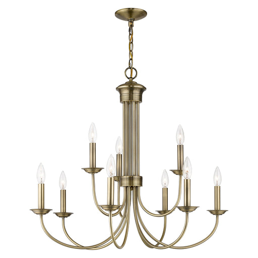 Estate 9-Light 2-Tier Chandelier in Antique Brass