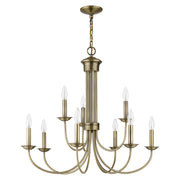 Estate 9-Light 2-Tier Chandelier in Antique Brass