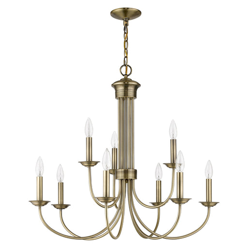 Estate 9-Light 2-Tier Chandelier in Antique Brass