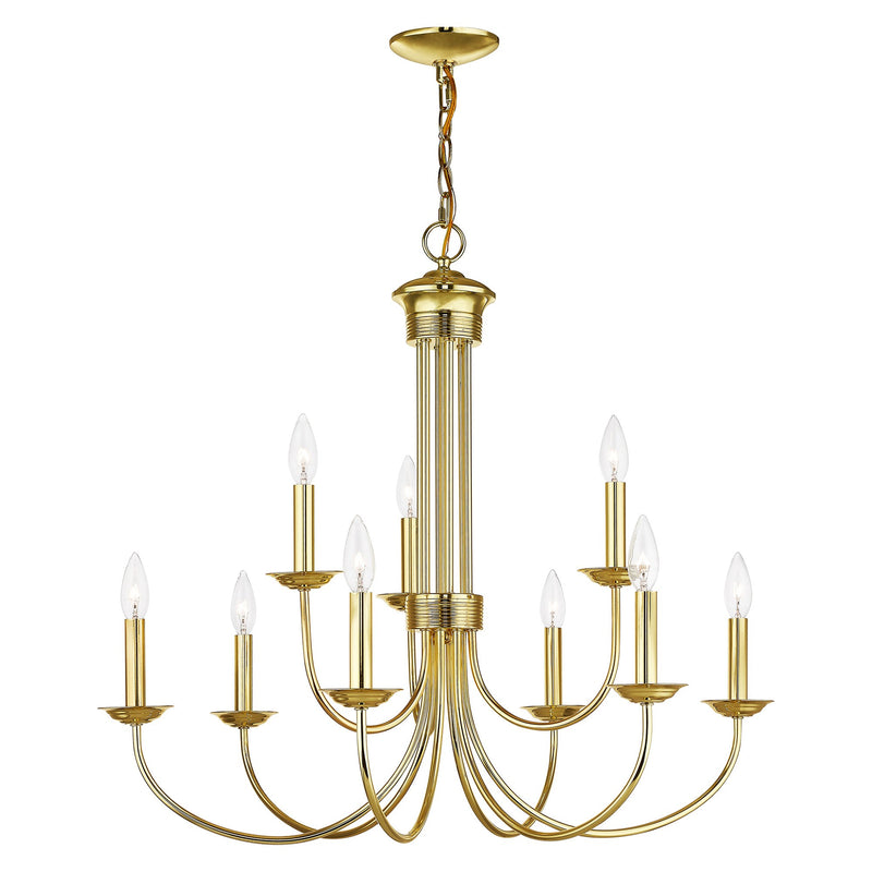 Estate 9-Light 2-Tier Chandelier in Polished Brass