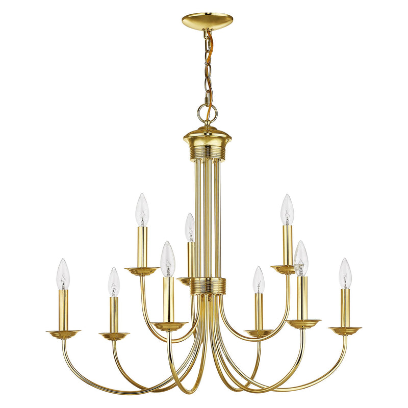 Estate 9-Light 2-Tier Chandelier in Polished Brass