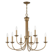 Estate 9-Light 2-Tier Chandelier in Antique Gold Leaf