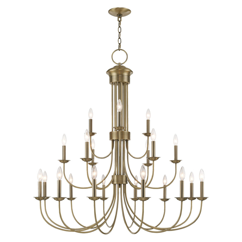 Estate 21-Light Grande Foyer Chandelier in Antique Brass