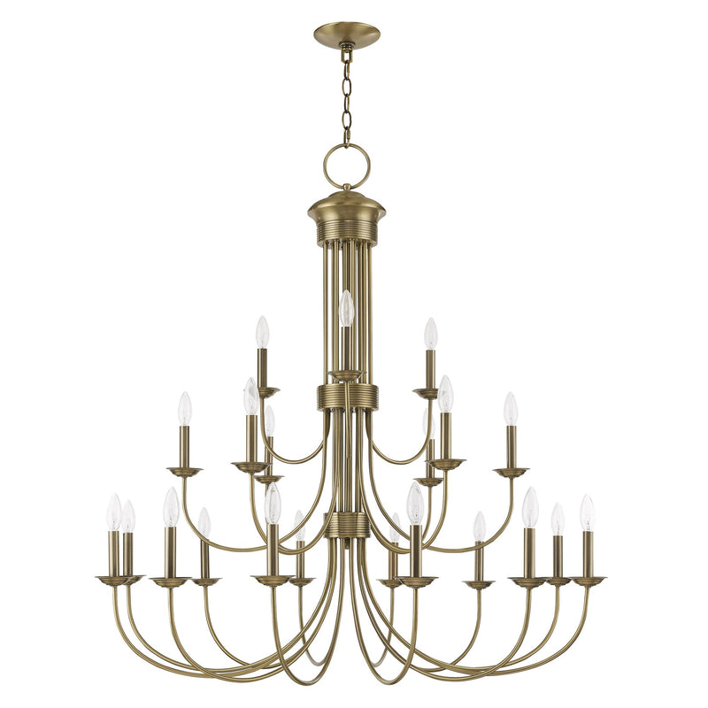 Estate 21-Light Grande Foyer Chandelier in Antique Brass