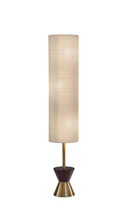 Carmen 3-Light Floor Lamp in Antique Brass/Walnut Rubberwood