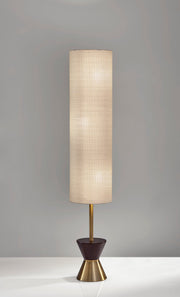 Carmen 3-Light Floor Lamp in Antique Brass/Walnut Rubberwood