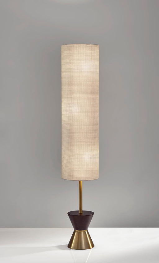 Carmen 3-Light Floor Lamp in Antique Brass/Walnut Rubberwood