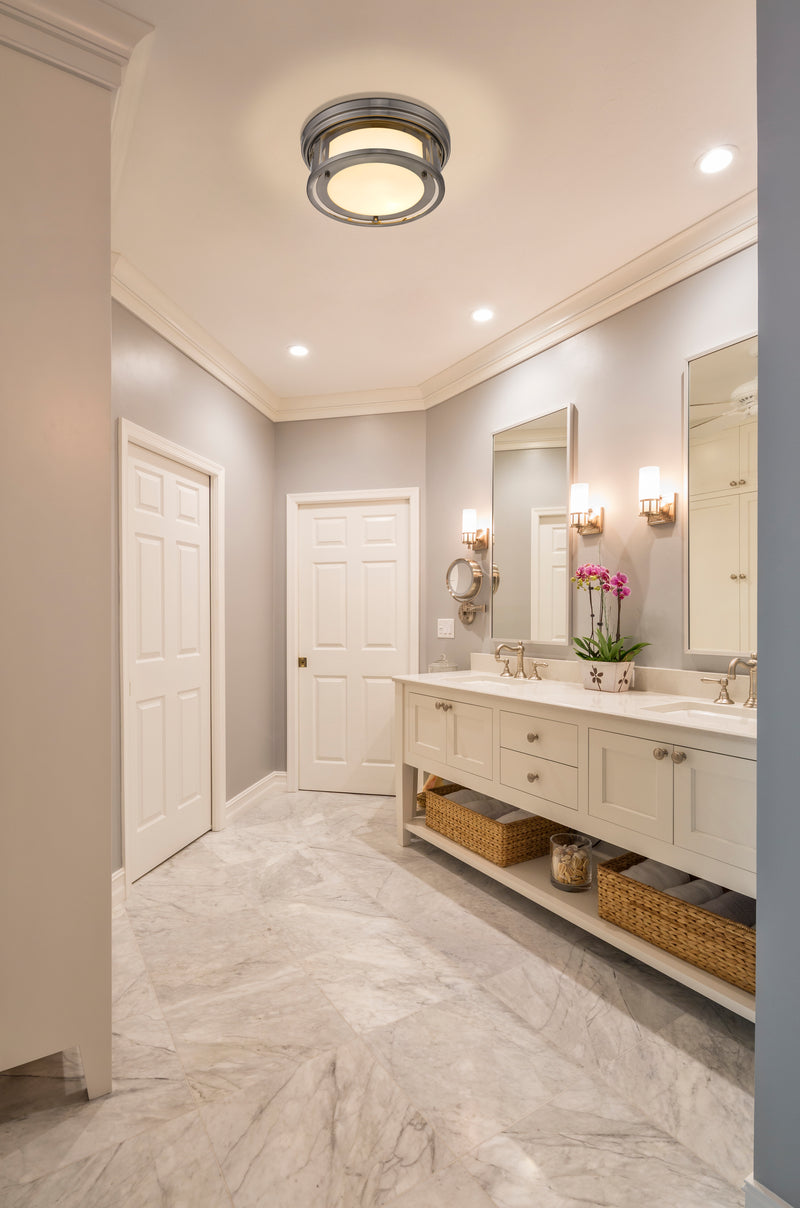 Willow 2 Light 12" Flush Mount in Brushed Nickel in a room setting