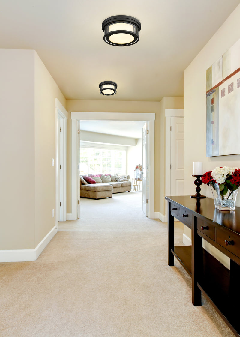 Willow 2 Light 12" Flush Mount in Bronze in a room setting