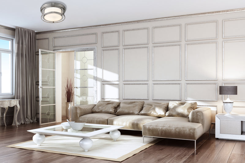 Willow 3 Light 16" Flush Mount in Brushed Nickel in a room setting