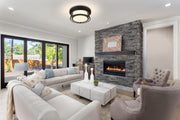 Willow 3 Light 16" Flush Mount in Matte Black in a room setting