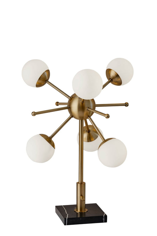 Doppler 6-Light LED Table Lamp in Antique Brass