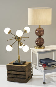 Doppler 6-Light LED Table Lamp in Antique Brass