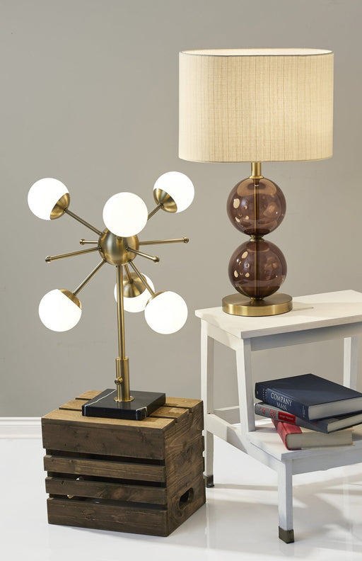Doppler 6-Light LED Table Lamp in Antique Brass