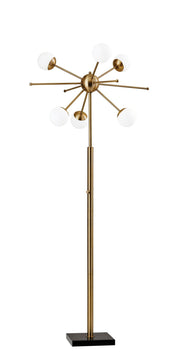 Doppler 6-Light LED Floor Lamp in Antique Brass