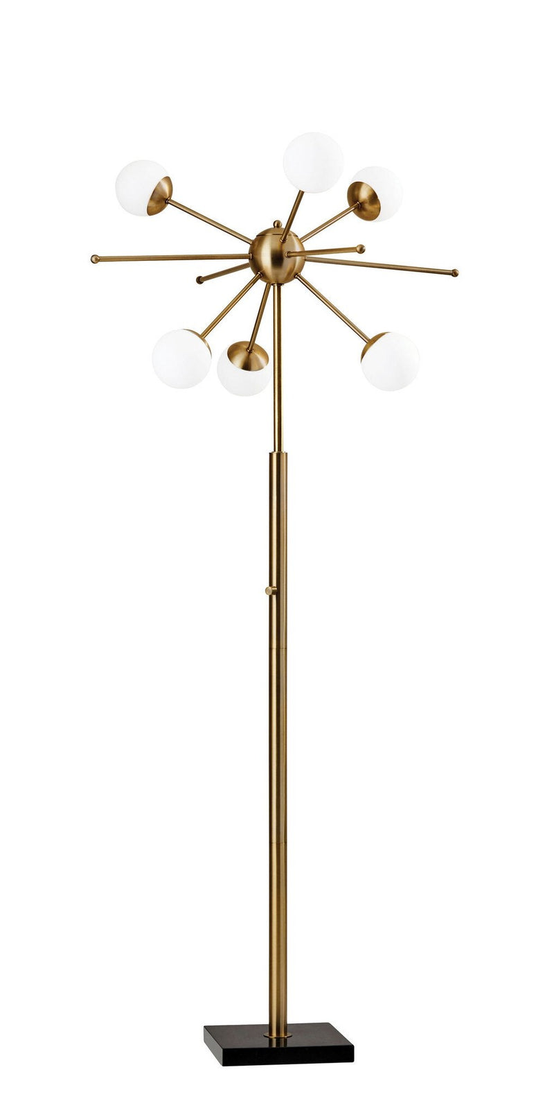 Doppler 6-Light LED Floor Lamp in Antique Brass
