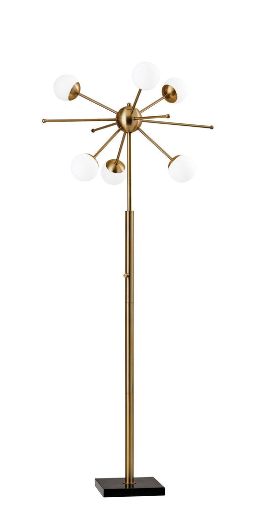 Doppler 6-Light LED Floor Lamp in Antique Brass