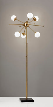 Doppler 6-Light LED Floor Lamp in Antique Brass