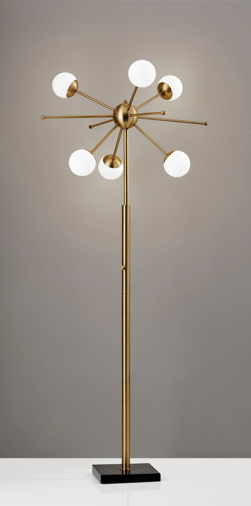 Doppler 6-Light LED Floor Lamp in Antique Brass