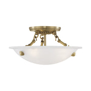 Oasis 3-Light 12" Semi-Flush Mount in Antique Brass